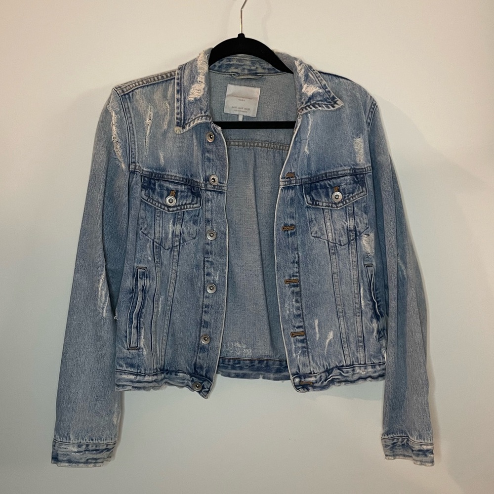 Zara distressed jean jacket